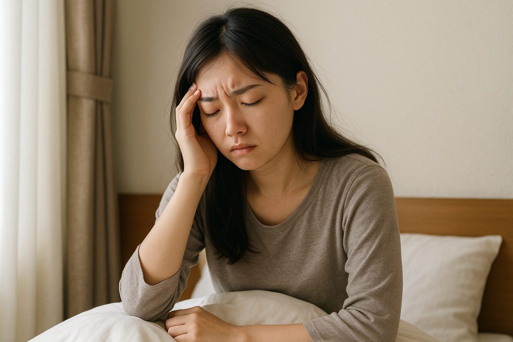 時差ボケに悩む女性